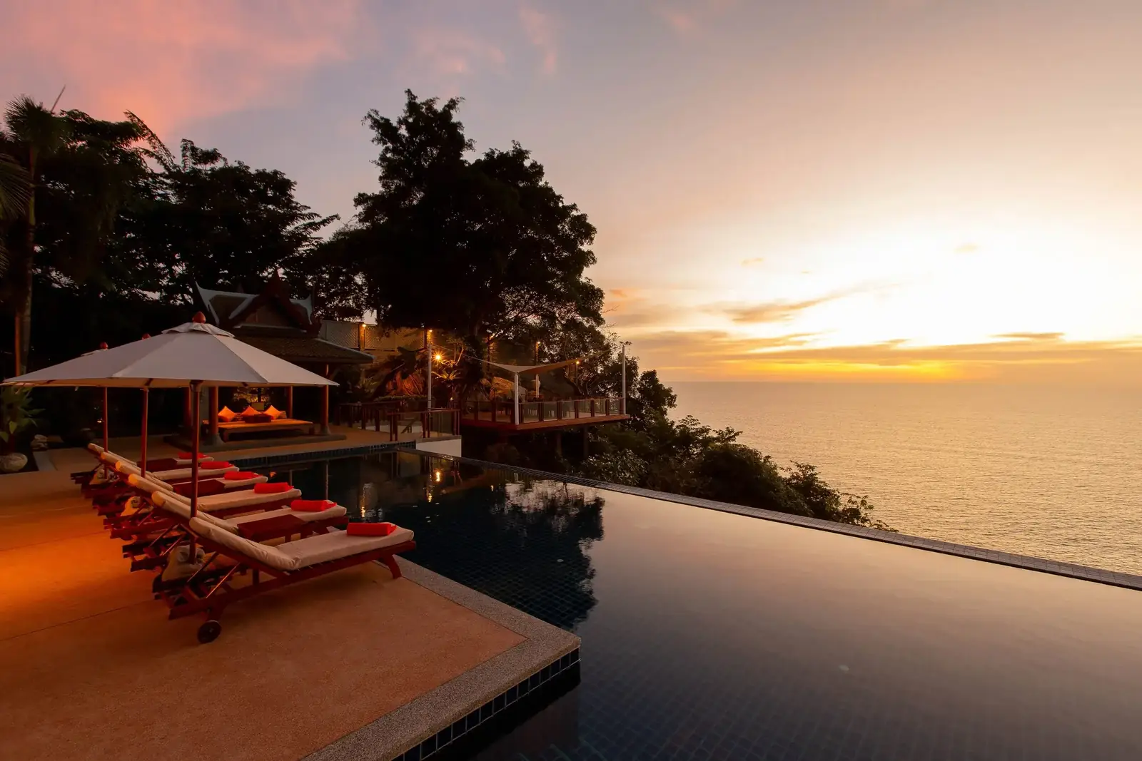 Infinity pool at sunset