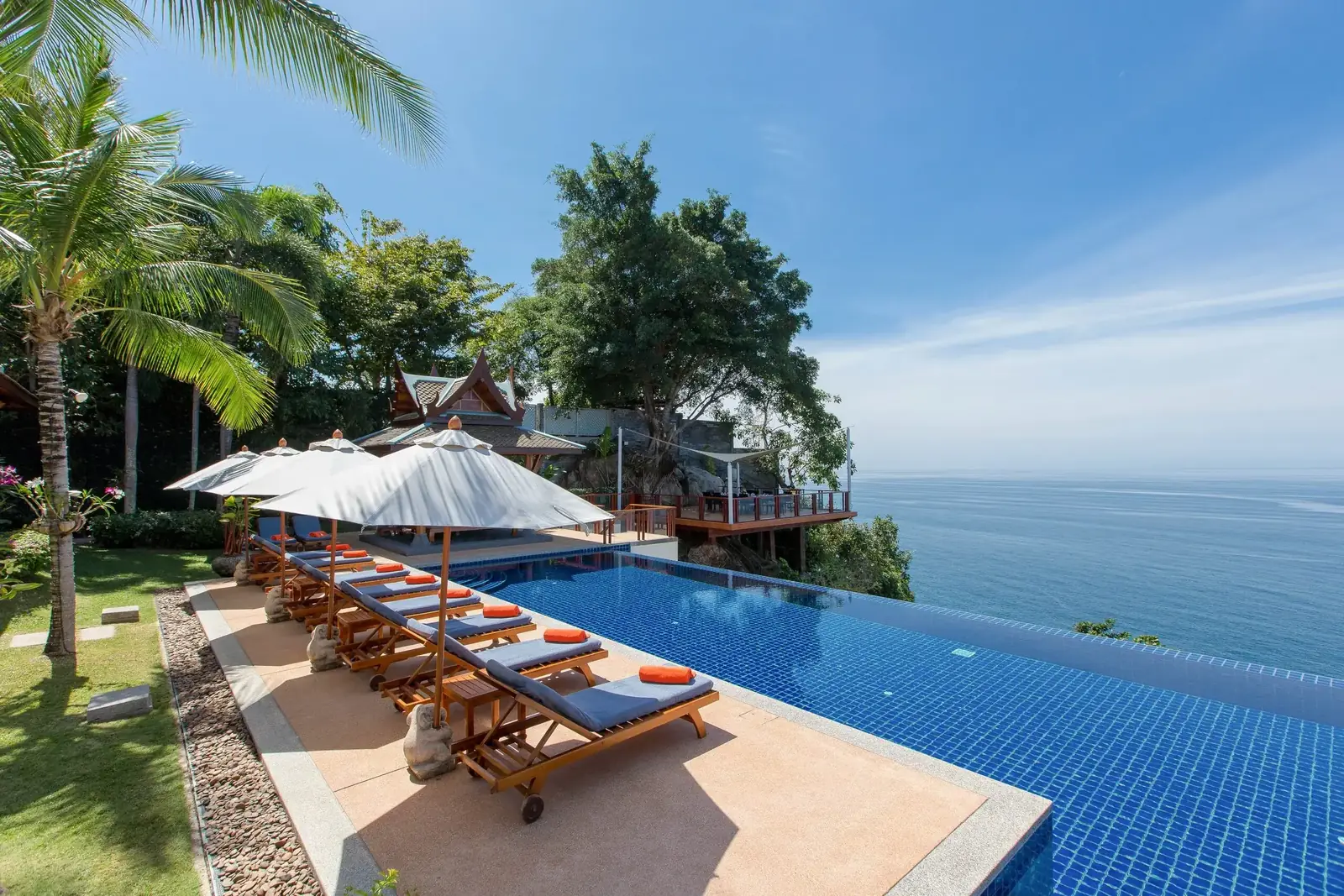 Infinity pool deck with ocean view
