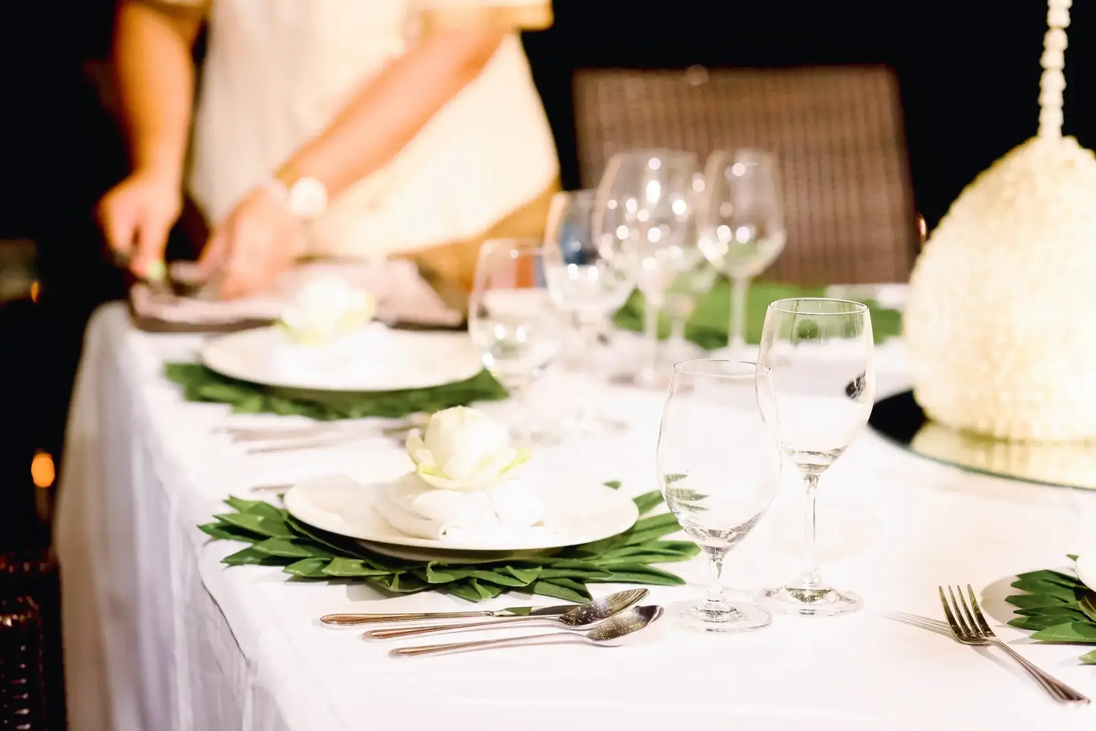 Private dinner table setting detail